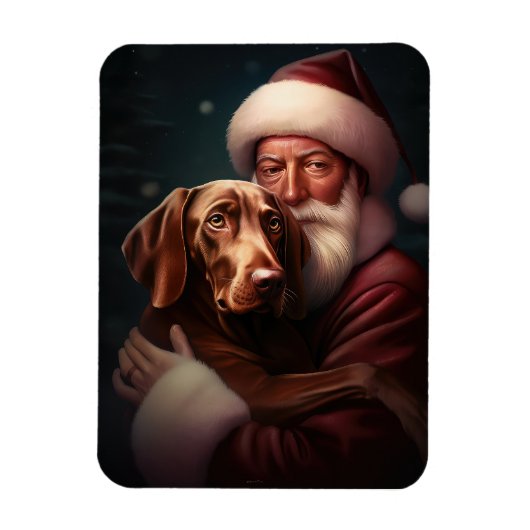 Vizsla mit dem Weihnachtsmann Weihnachten Magnet (Vertikal)
