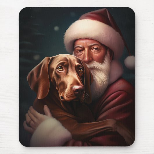 Vizsla mit dem Weihnachtsmann Weihnachten Mousepad (Vorne)