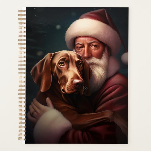 Vizsla mit dem Weihnachtsmann Weihnachten Planer (Vorderseite)