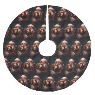 Vizsla mit dem Weihnachtsmann Weihnachten Polyester Weihnachtsbaumdecke
