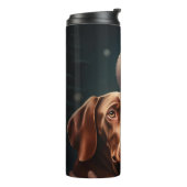 Vizsla mit dem Weihnachtsmann Weihnachten Thermosbecher (Nach links gedreht)