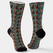Vizsla mit Herz-Rose Valentinstag Socken (Gewinkelt)