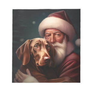 Vizsla mit Santa Claus Festliches Weihnachten Notizblock