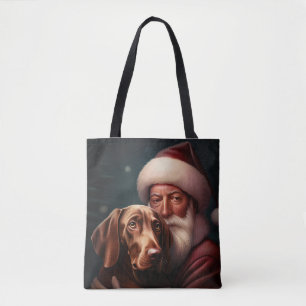 Vizsla mit Santa Claus Festliches Weihnachten Tasche