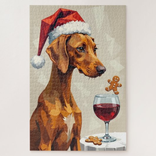 Vizsla Modernes Weihnachtsleckerli-Pointer-Hut Puzzle (Vertikal)