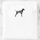Vizsla name silo black.png ovaler aufkleber (Tasche)