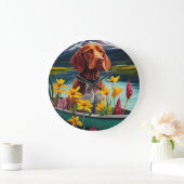 Vizsla on a Paddle: Ein Landschaftliches Abenteuer Große Wanduhr (Zuhause)