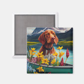 Vizsla on a Paddle: Ein Landschaftliches Abenteuer Magnet (Vorderseite/Rückseite)