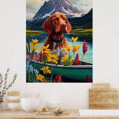 Vizsla on a Paddle: Ein Landschaftliches Abenteuer Poster (Küche)