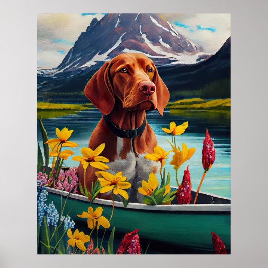 Vizsla on a Paddle: Ein Landschaftliches Abenteuer Poster (Vorne)
