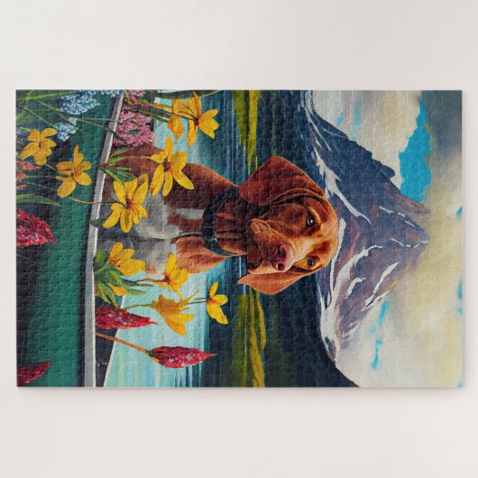 Vizsla on a Paddle: Ein Landschaftliches Abenteuer Puzzle (Horizontal)