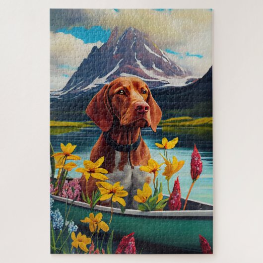 Vizsla on a Paddle: Ein Landschaftliches Abenteuer Puzzle (Vertikal)