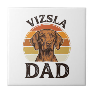 Vizsla Papa Vintage Gravur Hundedesign_1 Fliese