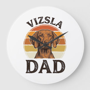 Vizsla Papa Vintage Gravur Hundedesign_1 Große Wanduhr