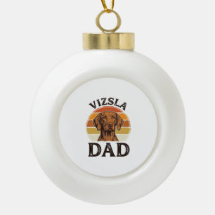 Vizsla Papa Vintage Gravur Hundedesign_1 Keramik Kugel-Ornament