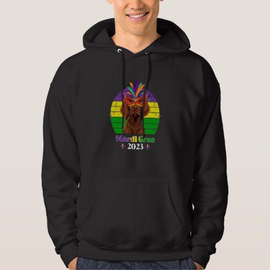 Vizsla Party Dog Mardi Gras 2023 Hoodie (Vorderseite)