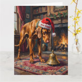 Vizsla Pointer Stance Christmas Bell Hat Karte (Gelbe Blume)