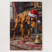 Vizsla Pointer Stance Christmas Bell Hat Puzzle (Vertikal)