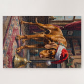 Vizsla-Pointer-Stance-Christmas-Glocken-Hut Puzzle (Horizontal)