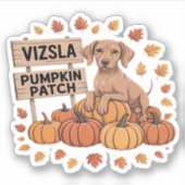 Vizsla Pumpkin Patch Dog Lovers Erntedank Hallo Aufkleber (Vorderseite)