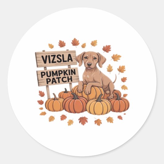 Vizsla Pumpkin Patch Dog Lovers Erntedank Hallo Runder Aufkleber (Vorderseite)