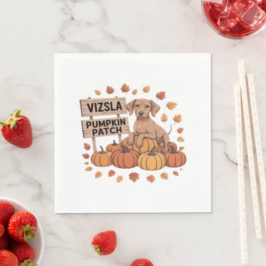 Vizsla Pumpkin Patch Dog Lovers Erntedank Hallo Serviette (Beispiel)