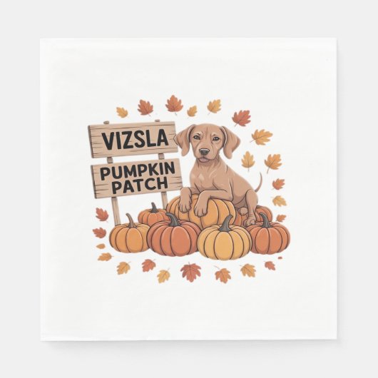 Vizsla Pumpkin Patch Dog Lovers Erntedank Hallo Serviette (Vorderseite)