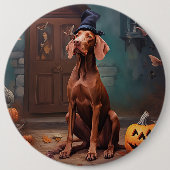 Vizsla Pumpkins Halloween Beängstigend Button (Vorderseite)