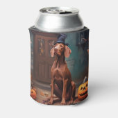 Vizsla Pumpkins Halloween Beängstigend Dosenkühler (Kanne Rückseite)