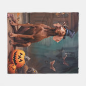 Vizsla Pumpkins Halloween Beängstigend Fleecedecke (Vorderseite (Horizontal))