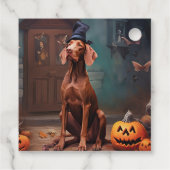 Vizsla Pumpkins Halloween Beängstigend Geschenkanhänger (Rückseite)