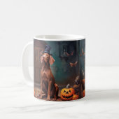 Vizsla Pumpkins Halloween Beängstigend Kaffeetasse (Vorderseite Links)