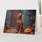 Vizsla Pumpkins Halloween Beängstigend Karte (Vorderseite)