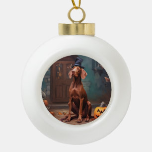 Vizsla Pumpkins Halloween Beängstigend Keramik Kugel-Ornament