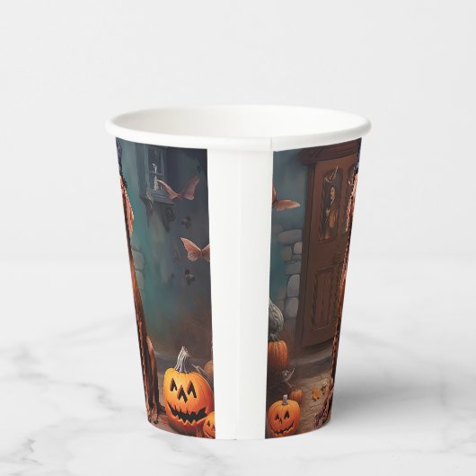Vizsla Pumpkins Halloween Beängstigend Pappbecher (Rechts)