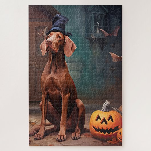Vizsla Pumpkins Halloween Beängstigend Puzzle (Vertikal)