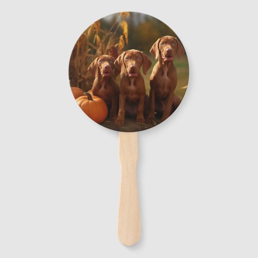 Vizsla Puppy Autumn Delight Pumpkin Fächer (Vorderseite)