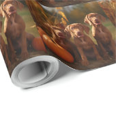Vizsla Puppy Autumn Delight Pumpkin Geschenkpapier (Rolleneckpunkt)