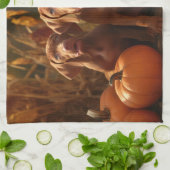 Vizsla Puppy Autumn Delight Pumpkin Geschirrtuch (Gefaltet)