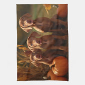 Vizsla Puppy Autumn Delight Pumpkin Geschirrtuch (Vertikal)