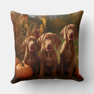 Vizsla Puppy Autumn Delight Pumpkin Kissen