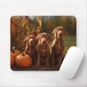 Vizsla Puppy Autumn Delight Pumpkin Mousepad (Mit Mouse)