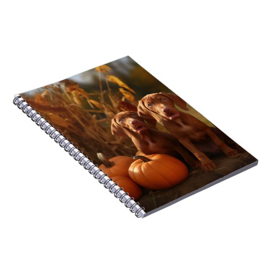 Vizsla Puppy Autumn Delight Pumpkin Notizblock (Rechte Seite)