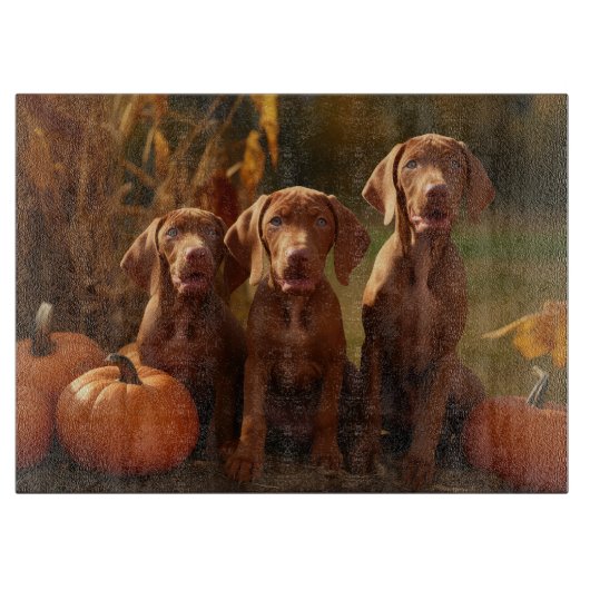 Vizsla Puppy Autumn Delight Pumpkin Schneidebrett (Vorderseite)