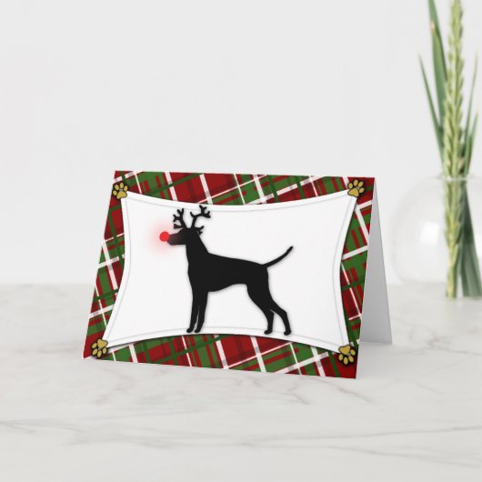 Vizsla Reindeer Christmas Card Feiertagskarte (Vorderseite)