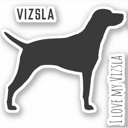 Vizsla Silhouette Vinyl Sticker (Vorderseite)