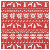 Vizsla Silhouette-Weihnachtsmuster-Rot Stoff (Muster)