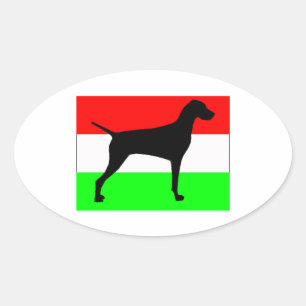 vizsla silo Hungary-Flag.jpg Ovaler Aufkleber