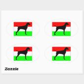 vizsla silo Hungary-Flag.jpg Ovaler Aufkleber (Blatt)