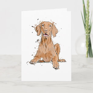 Vizsla Sitzend Cartoon Karte